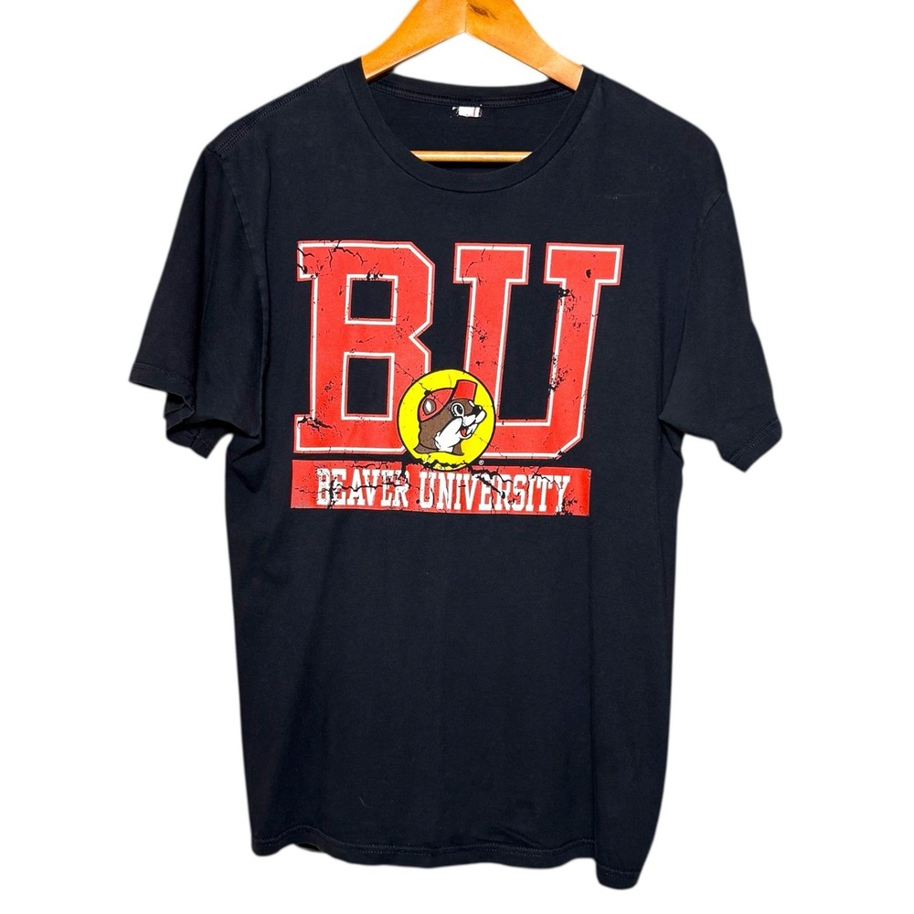 Buc-ee's University Shirt Black Red Beaver‎ Beach College Buc-ees Size Medium